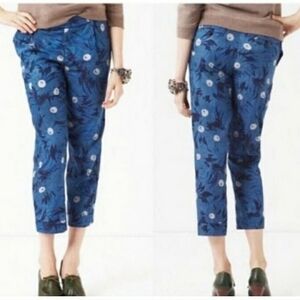 Elevenses Size 4 Blue Patterned Cropped Ankle Pants